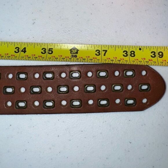 Vintage Ralph Lauren Leather brass grommet belt sz M EUC - Picture 10 of 12